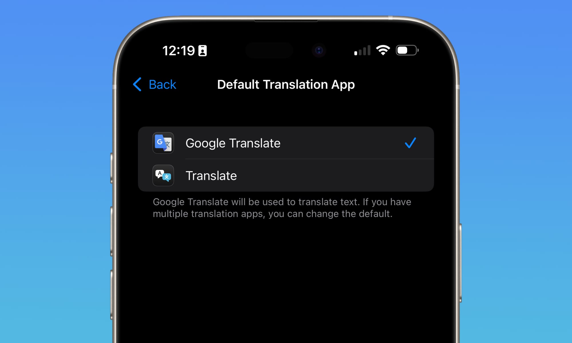 iOS 18.5 Default Translation apps