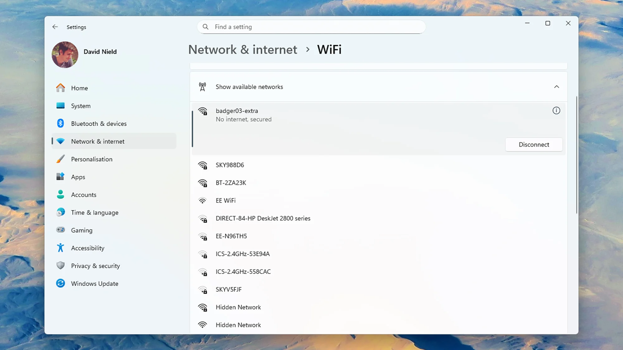 شبكات Wi-Fi الخاصة بنظام Windows