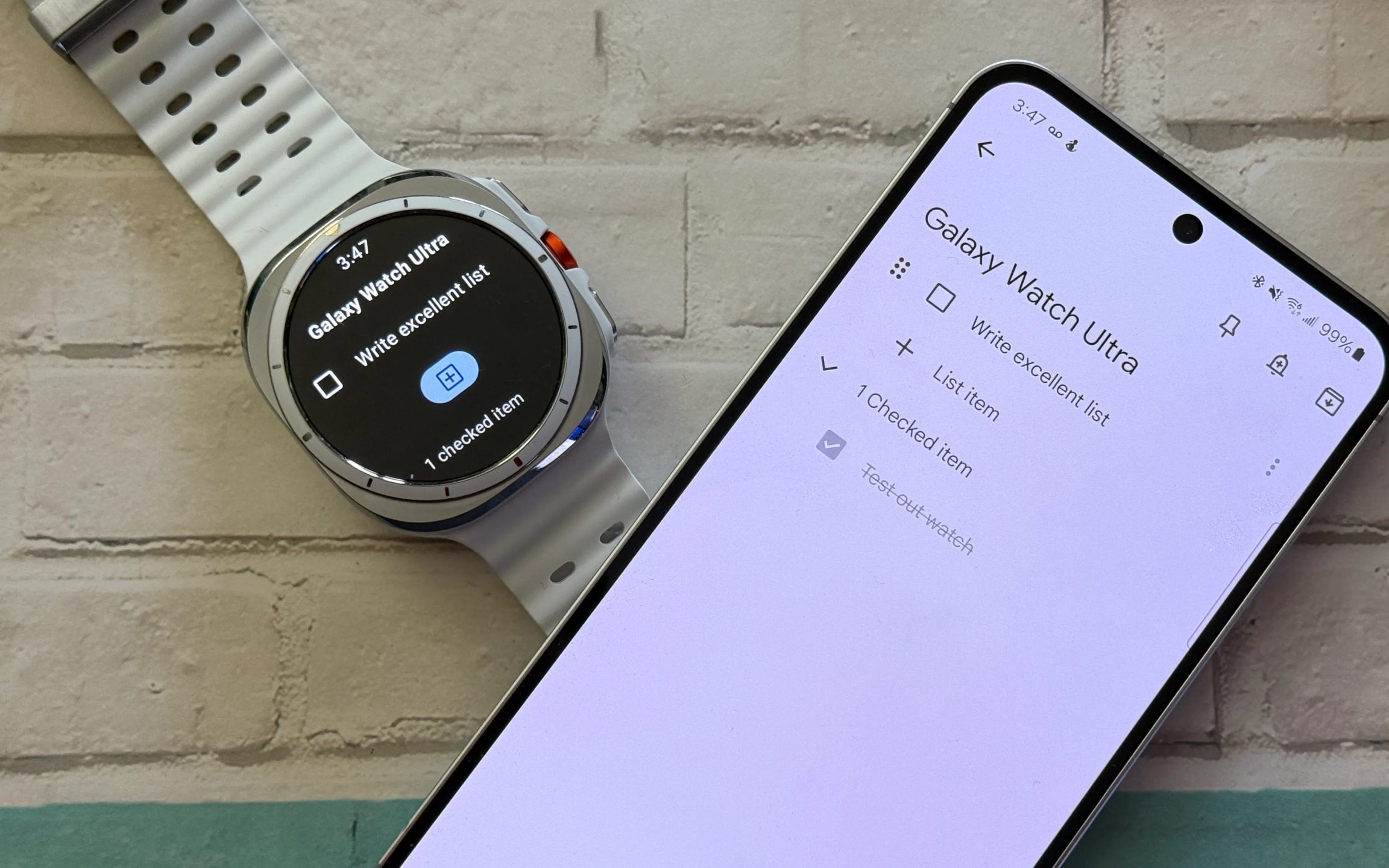 Google Keep running on the Galaxy Watch Ultra
