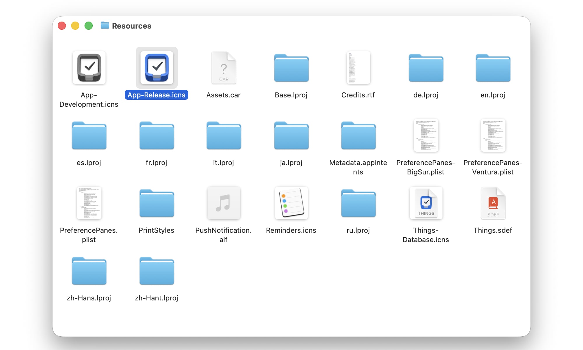 macOS Tahoe package contents of Things-with-app-icons
