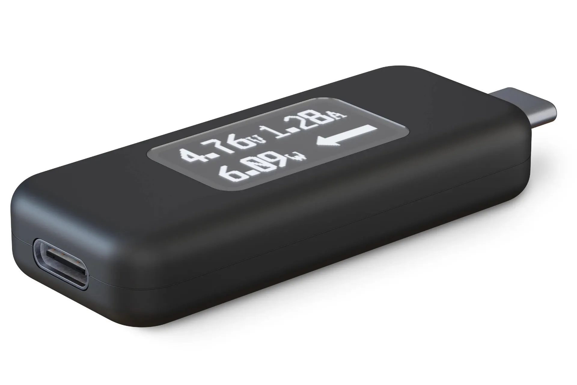 مقياس جهد USB-C من Plugable يعرض أرقامًا.