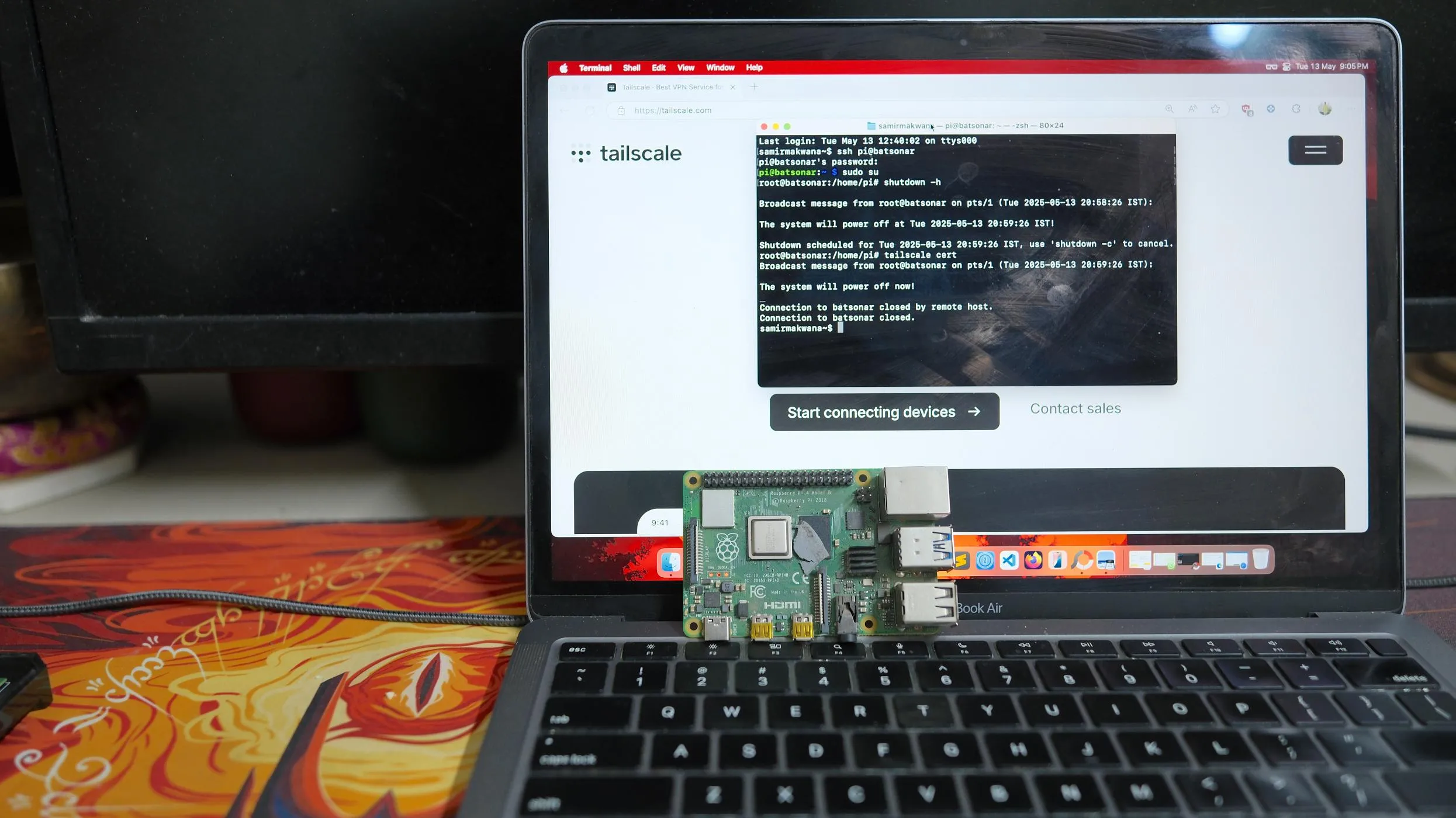 Raspberry Pi مع Tailscale على جهاز الكمبيوتر