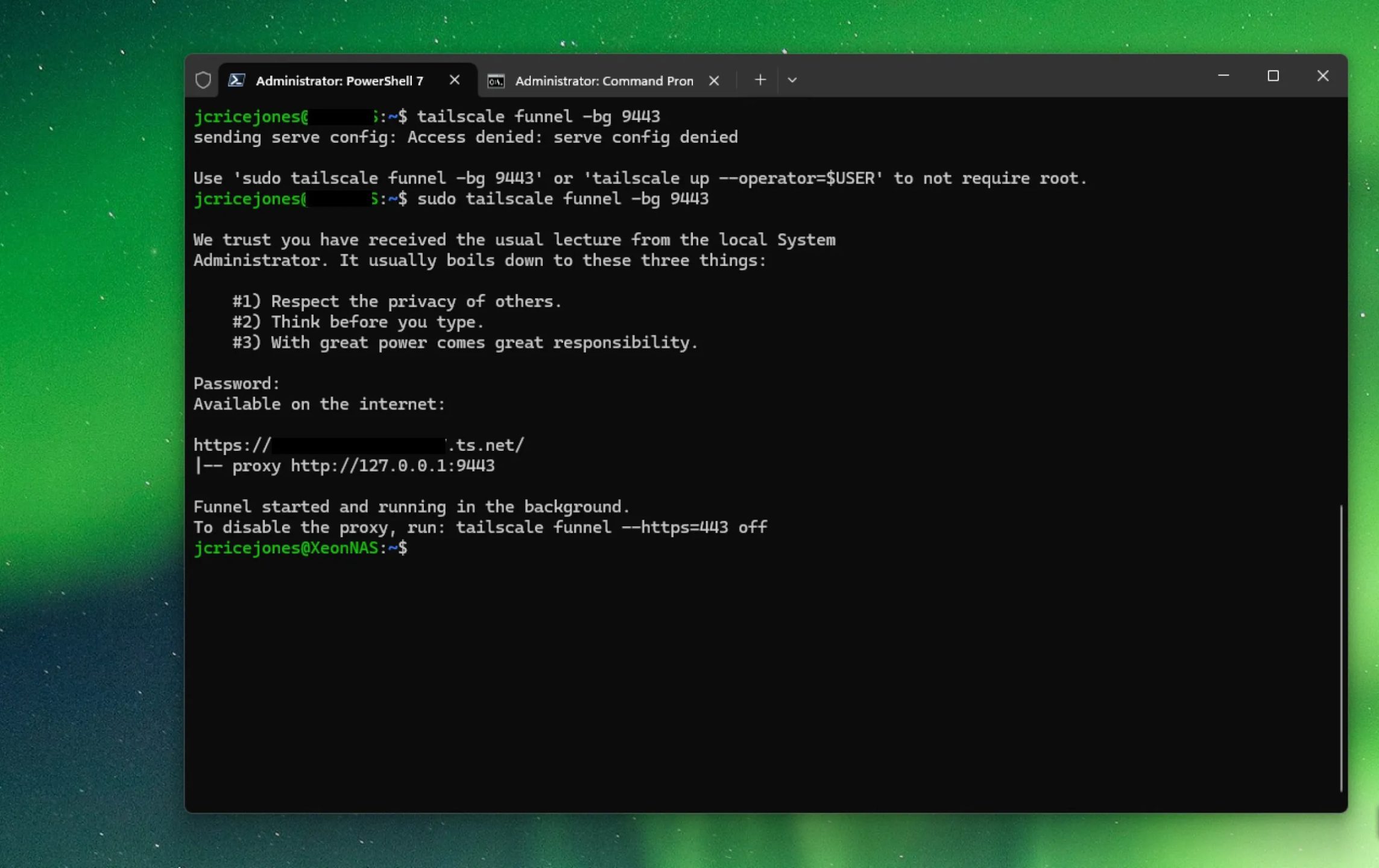 إنشاء مسار Tailscale