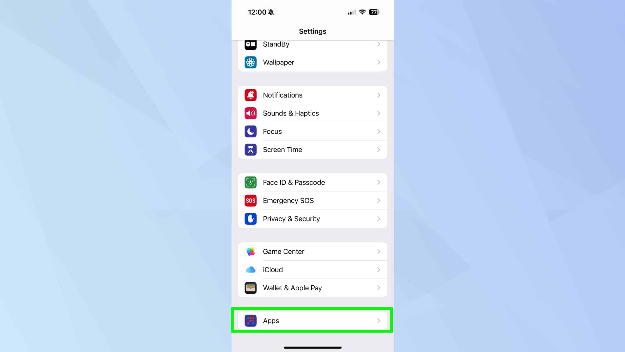 Apps highlighted on iPhone
