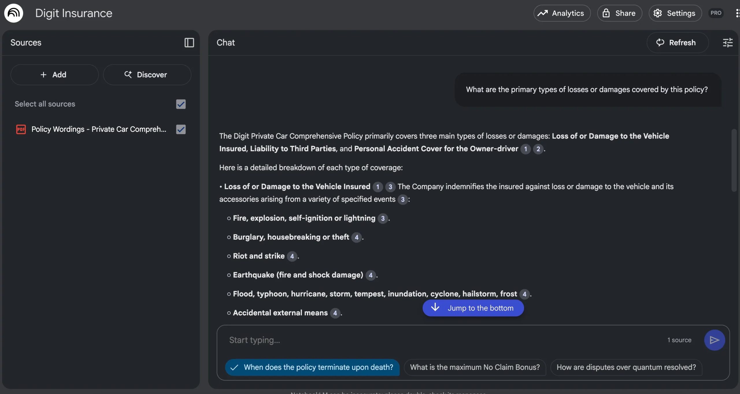 NotebookLM finalize car insurance