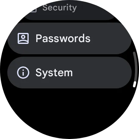 System settings in Wear OS