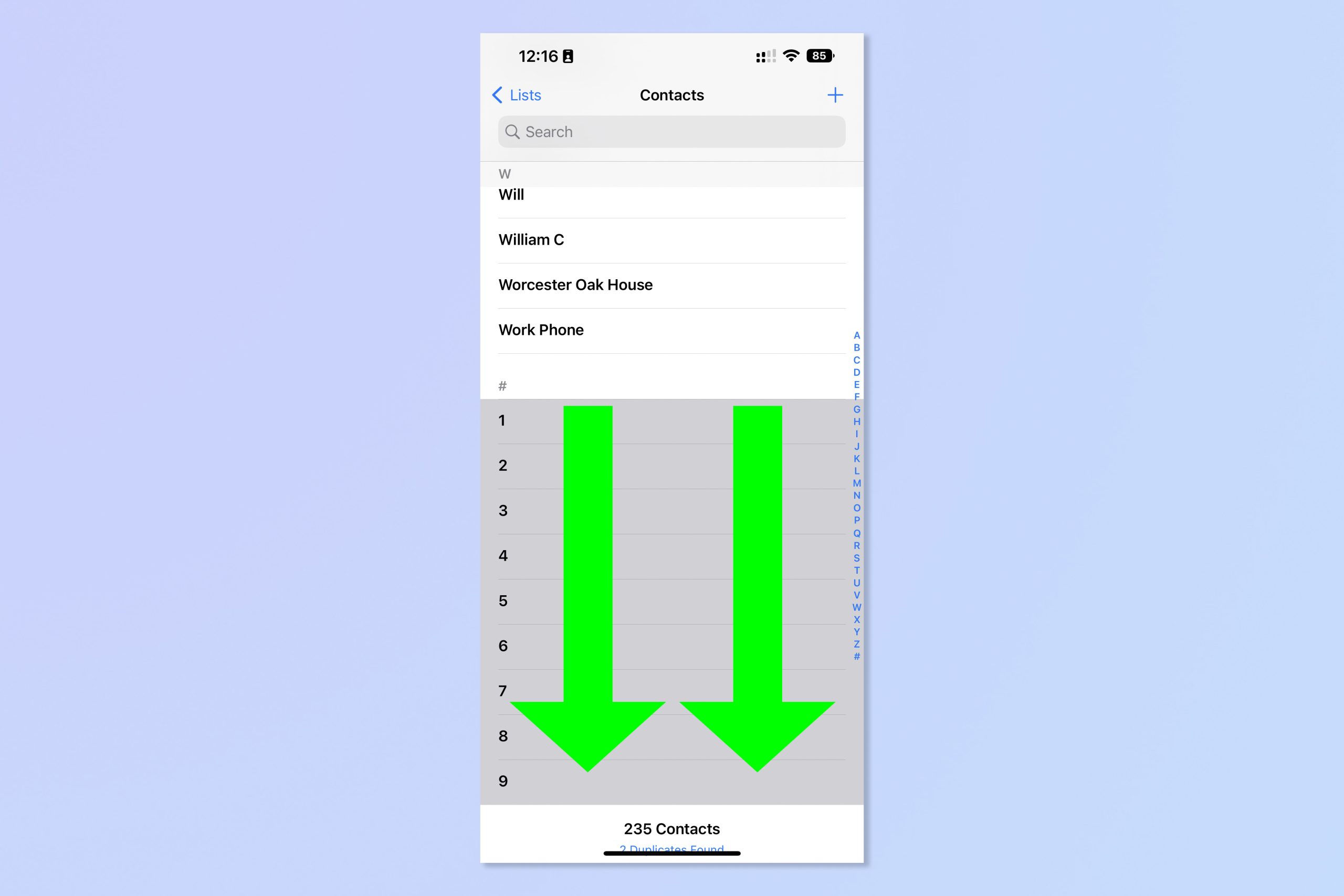 A screenshot showing the steps required to delete multiple contacts on iPhone