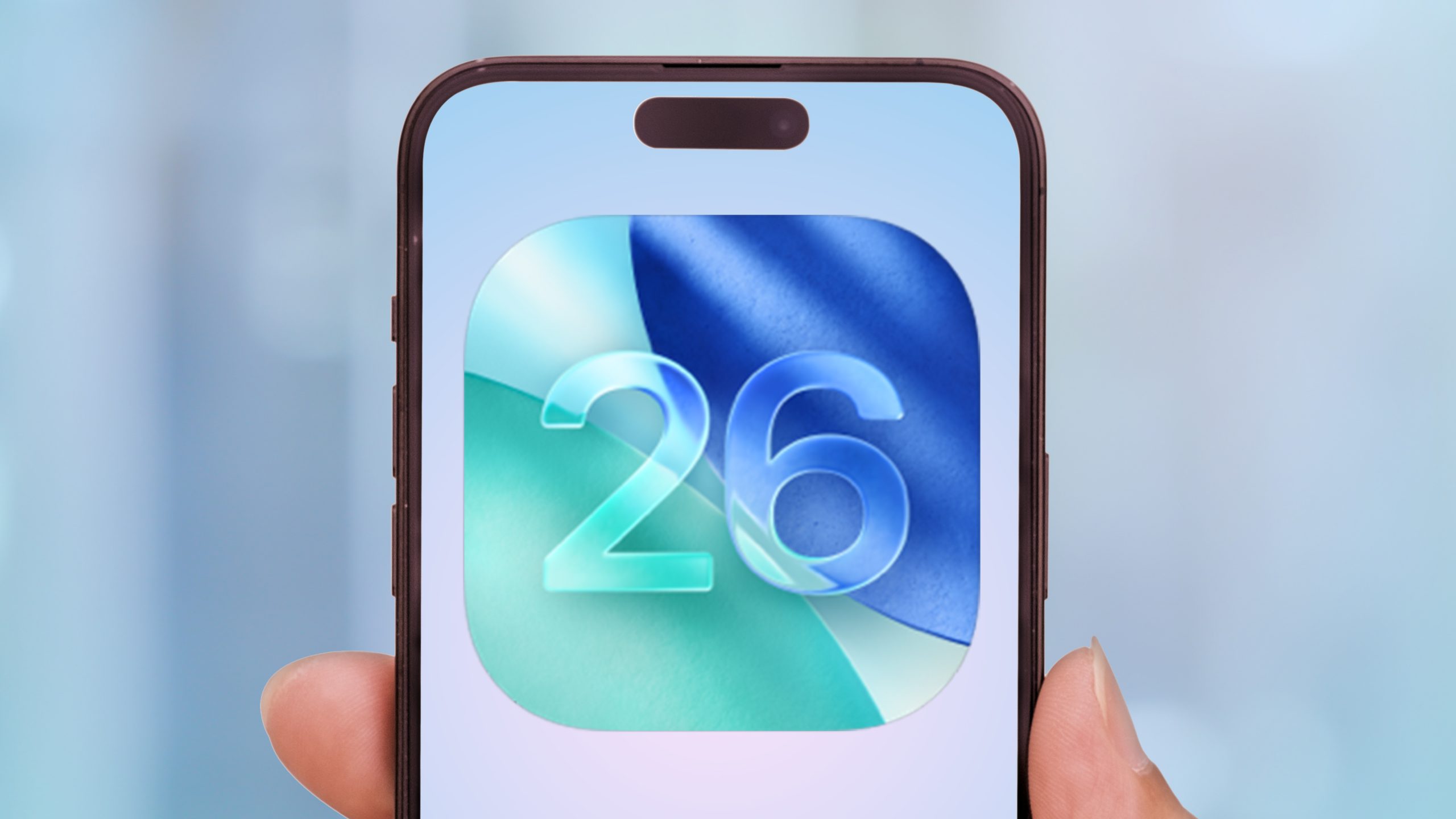 شعار iOS 26 على جهاز iPhone