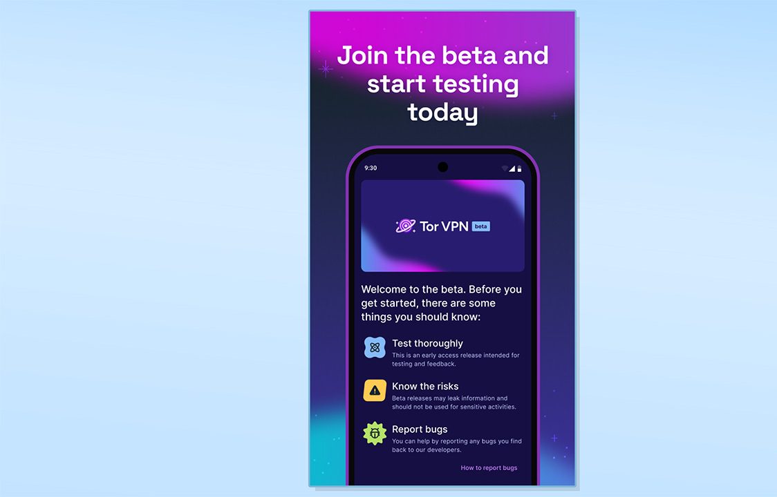صورة من متجر Google Play لتطبيق Tor VPN Beta توضح قيود التطبيق