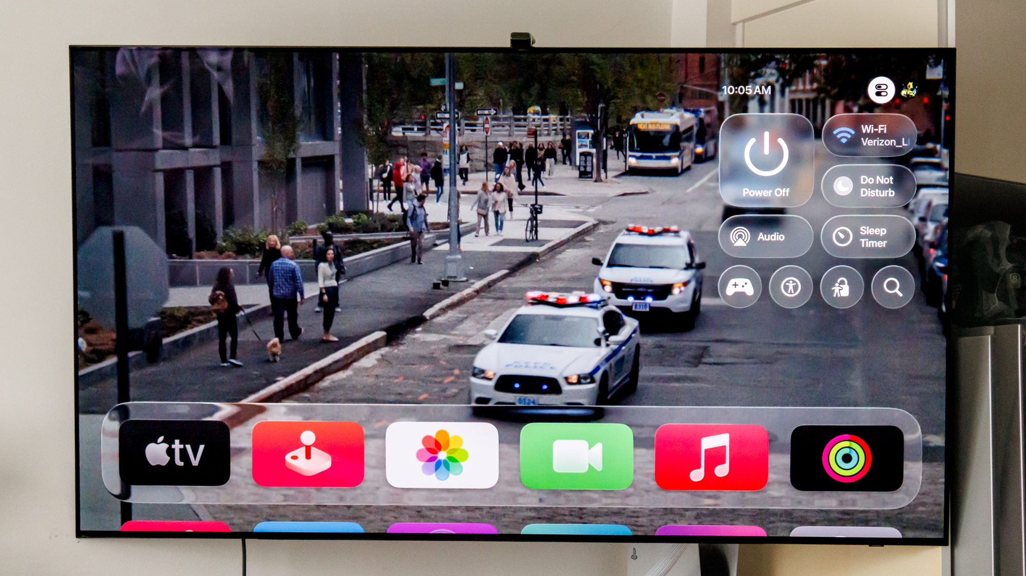 Apple tvOS 26 with liquid glass control center