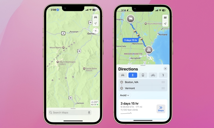 ارتفاعات خرائط Apple