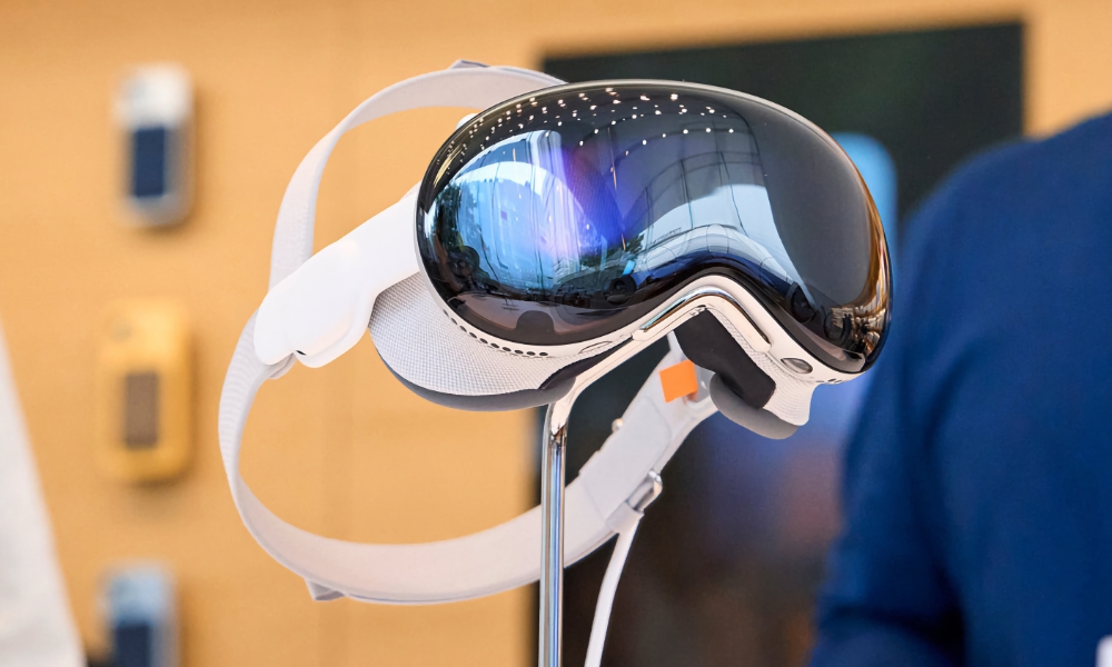 Apple Vision Pro on store display stand