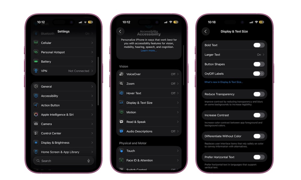تعطيل الشفافية iPhone iOS 26