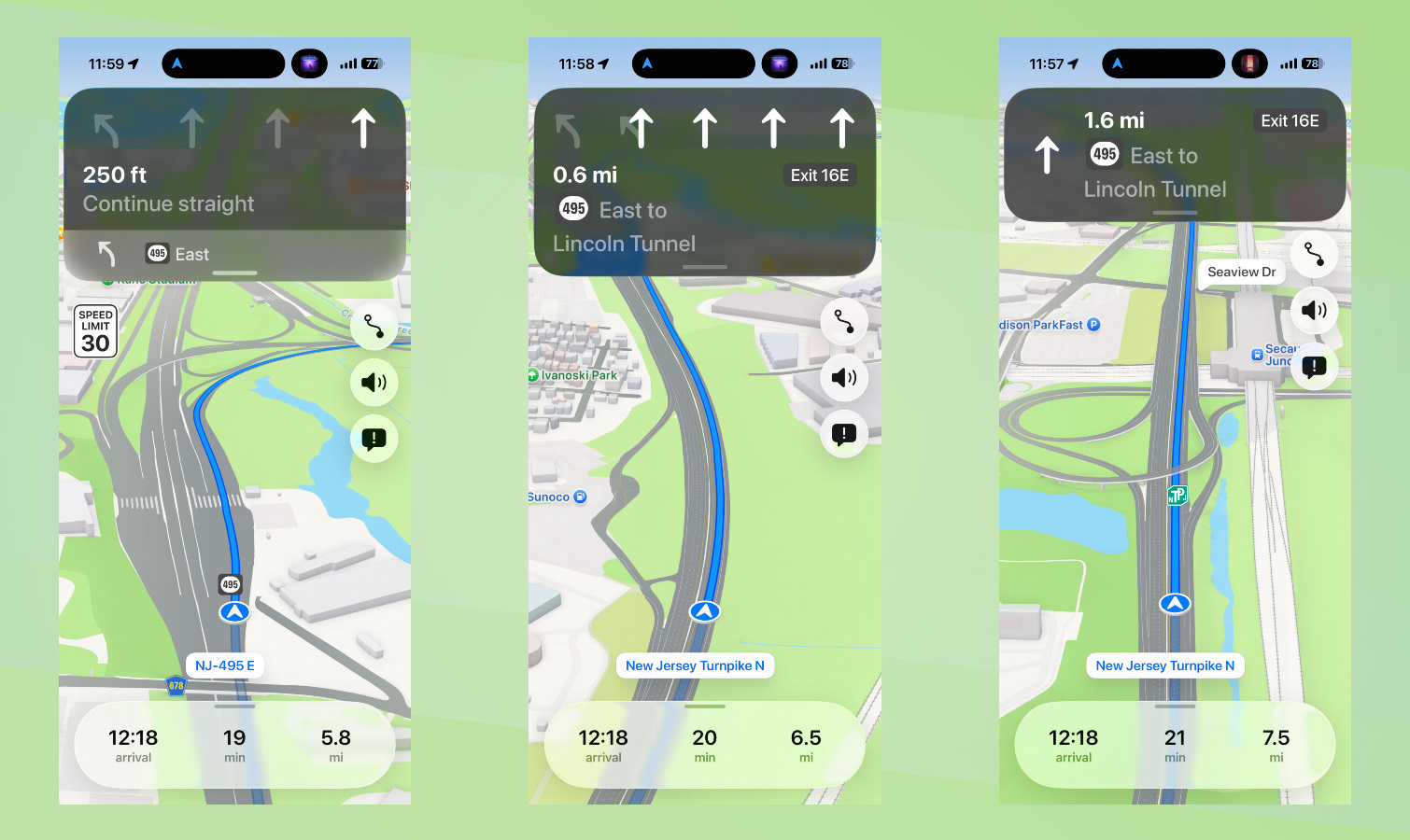 لقطات شاشة لتعليمات خرائط Apple.