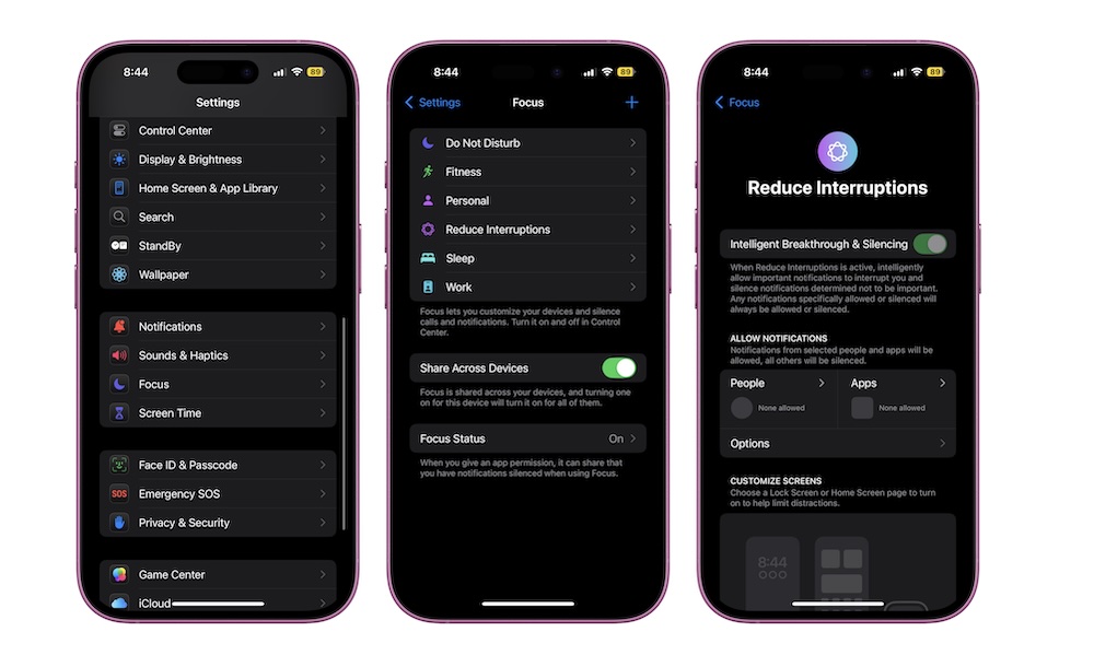 Reduce Interruptions Focus mode iPhone