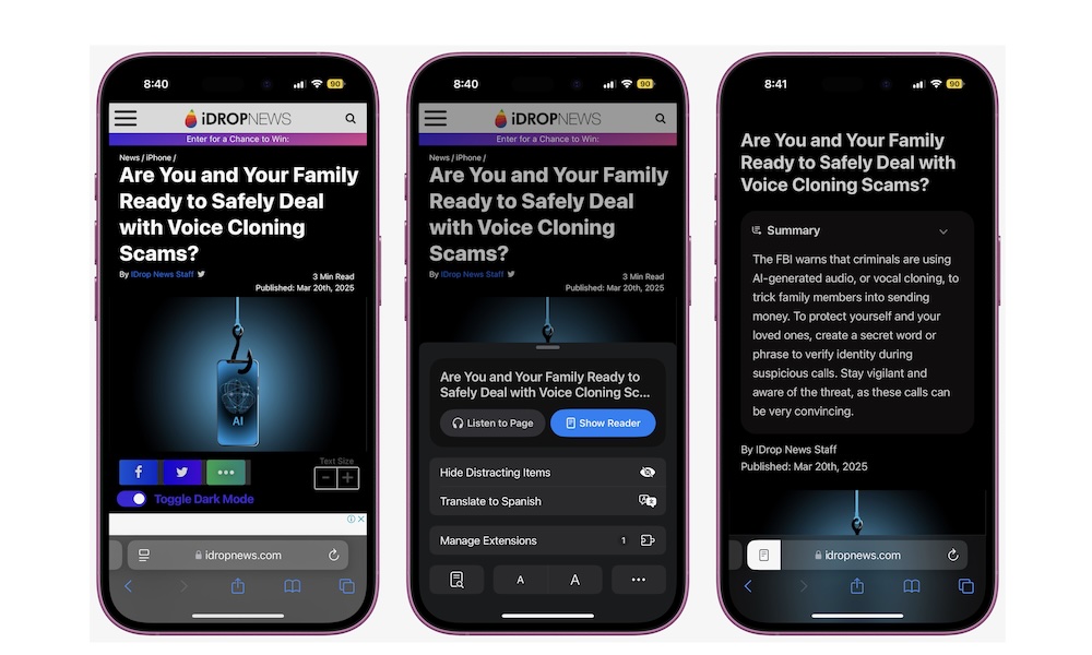 Safari Summary Apple Intelligence iPhone
