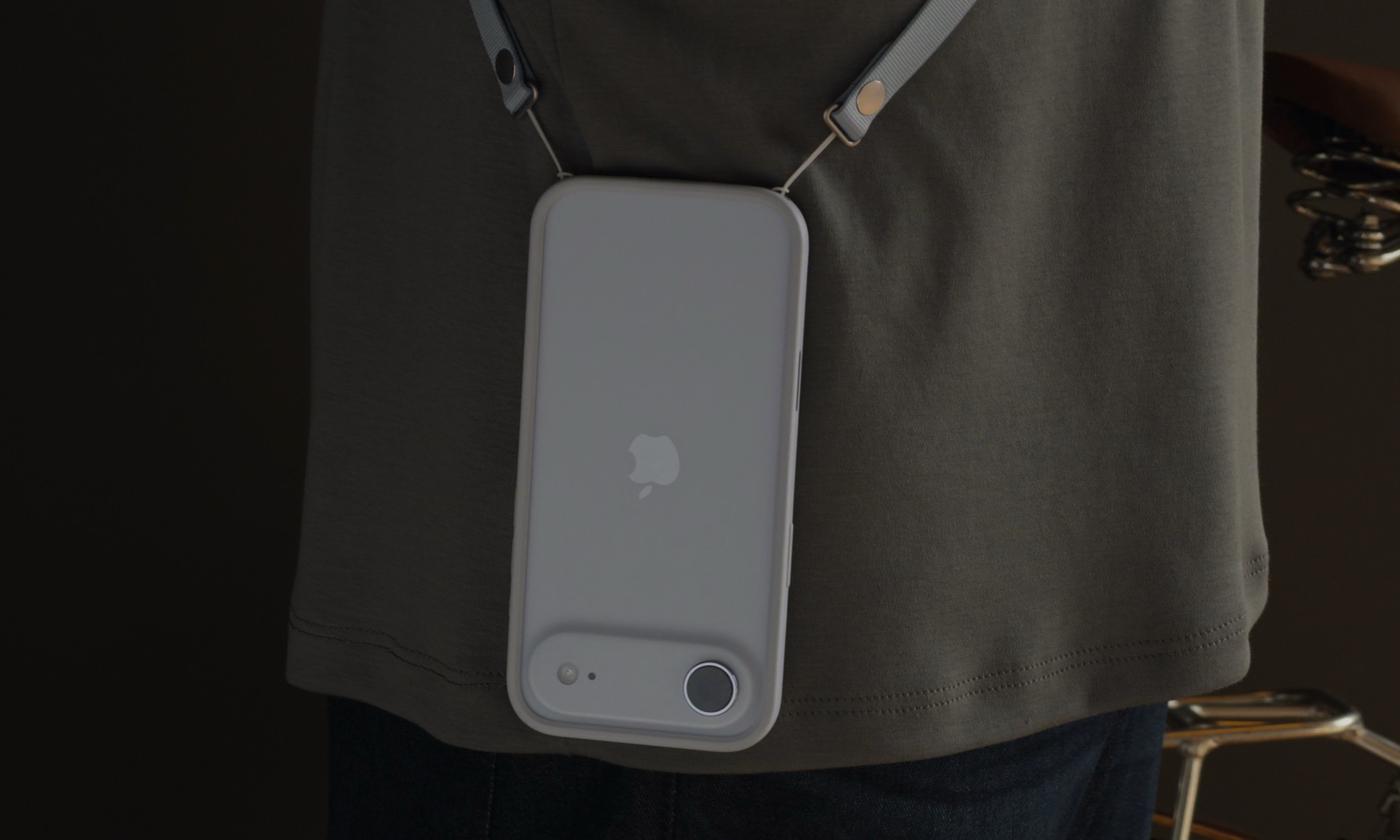 iPhone Air in bumper case with crossbody strap