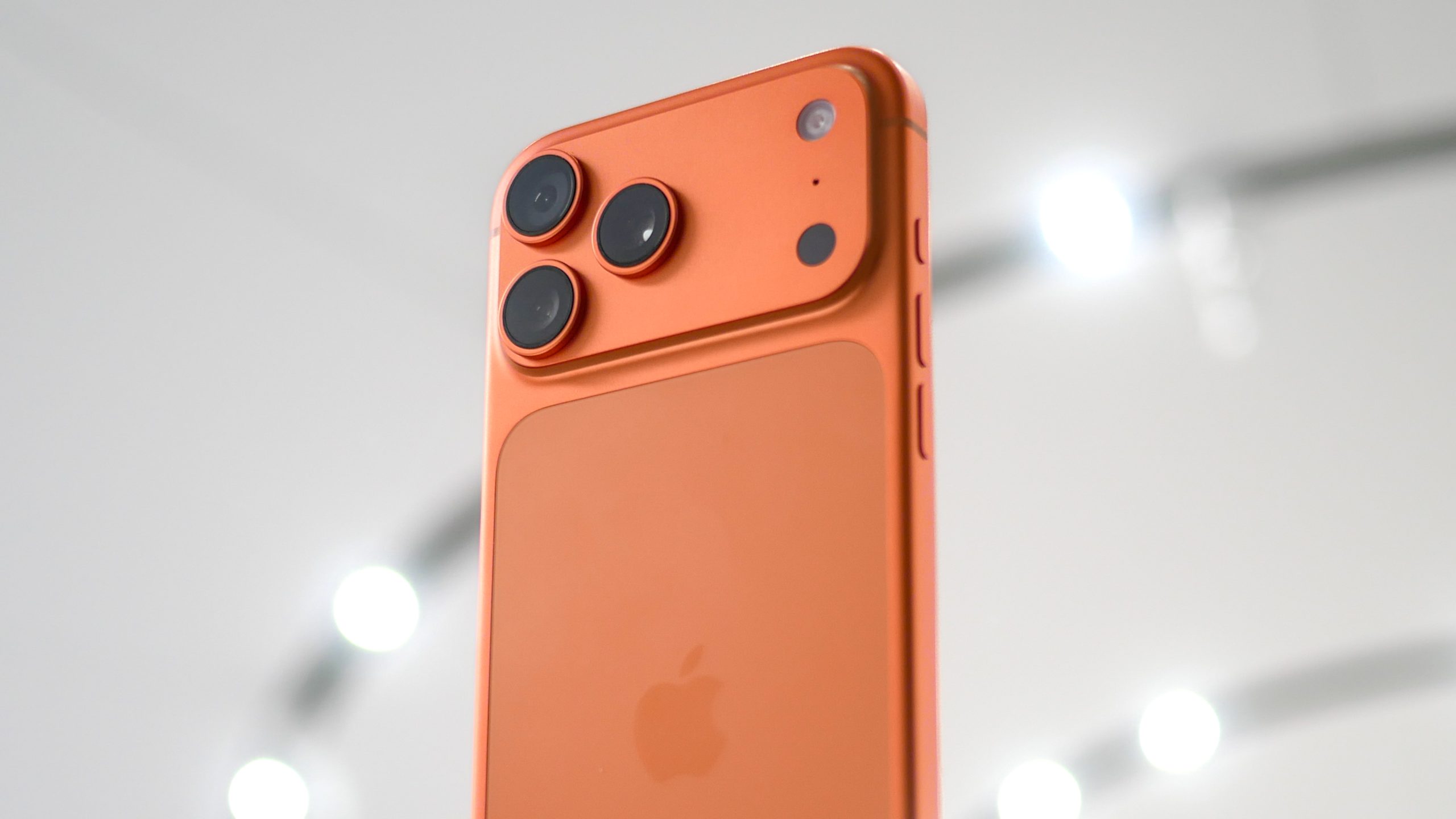 iPhone 17 Pro Pro Max in orange with camera closeup.