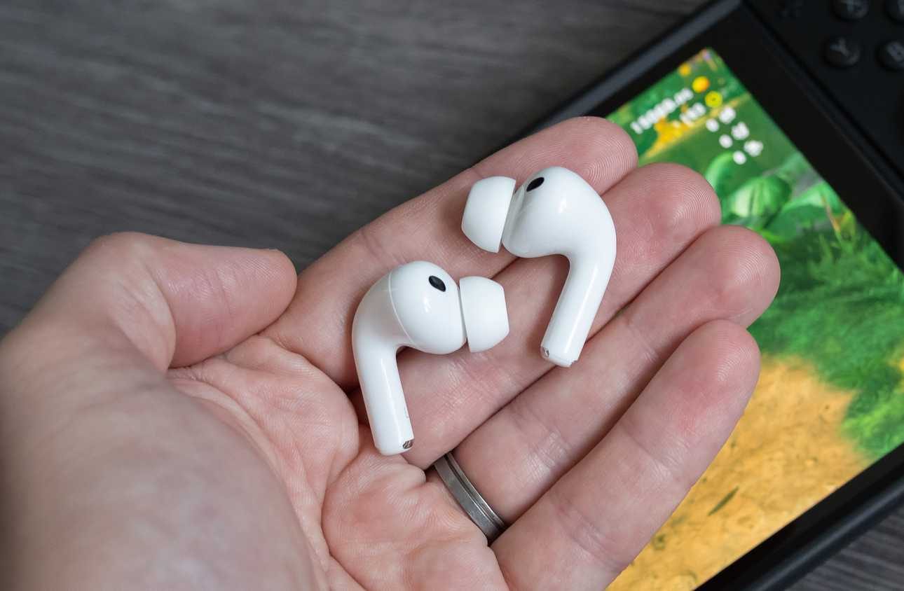 AirPods Pro 3 earbuds in a hand
