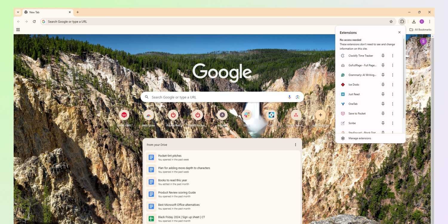 Extensions and Google Search in Chrome for Windows.