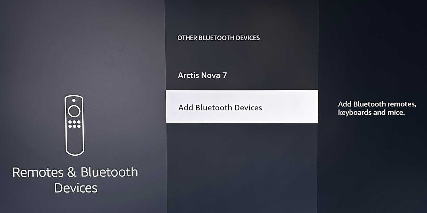 شاشة قائمة إضافة جهاز بلوتوث في Fire TV Stick.
