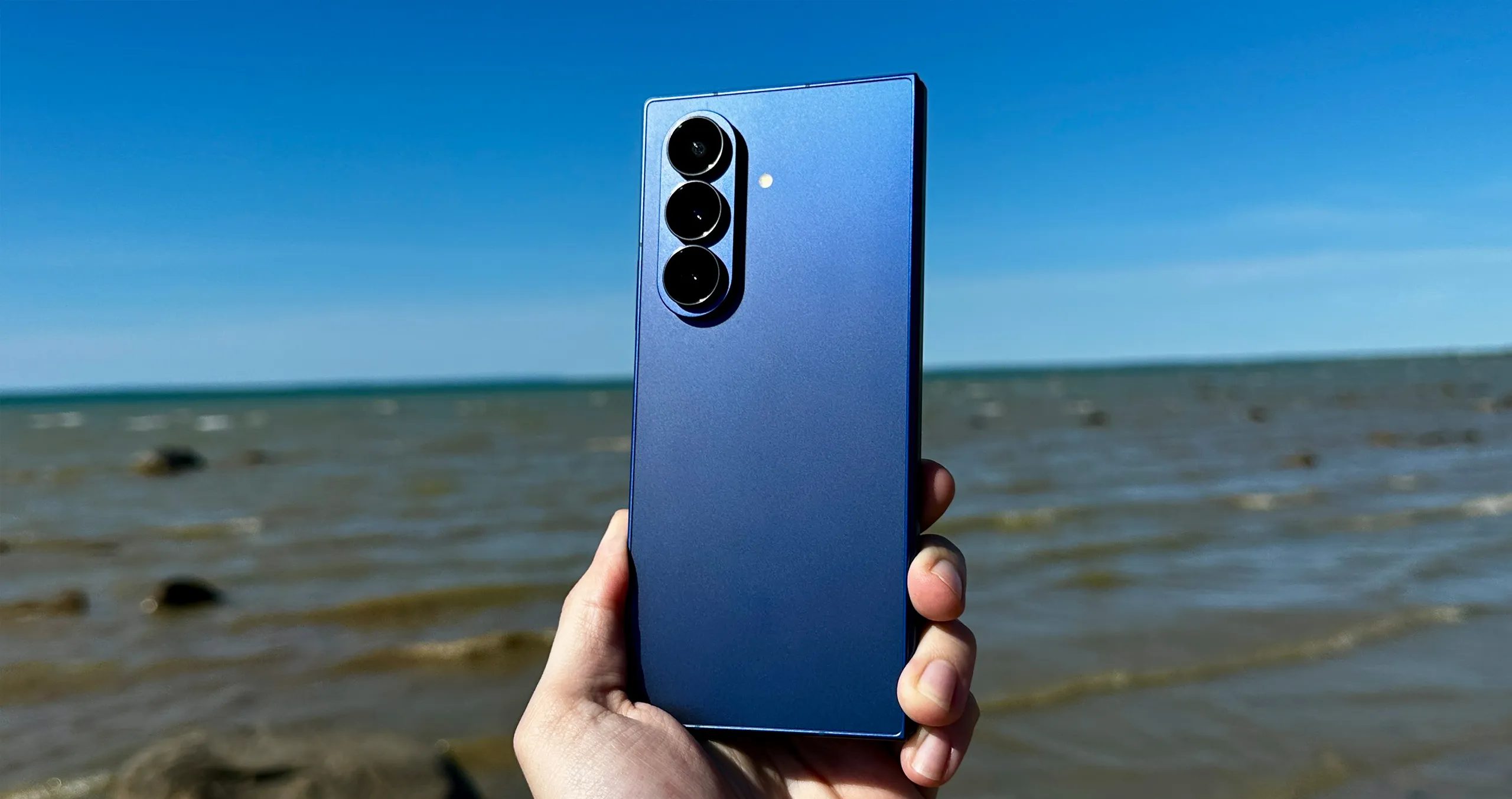 Galaxy Z Fold 7 at the beach.