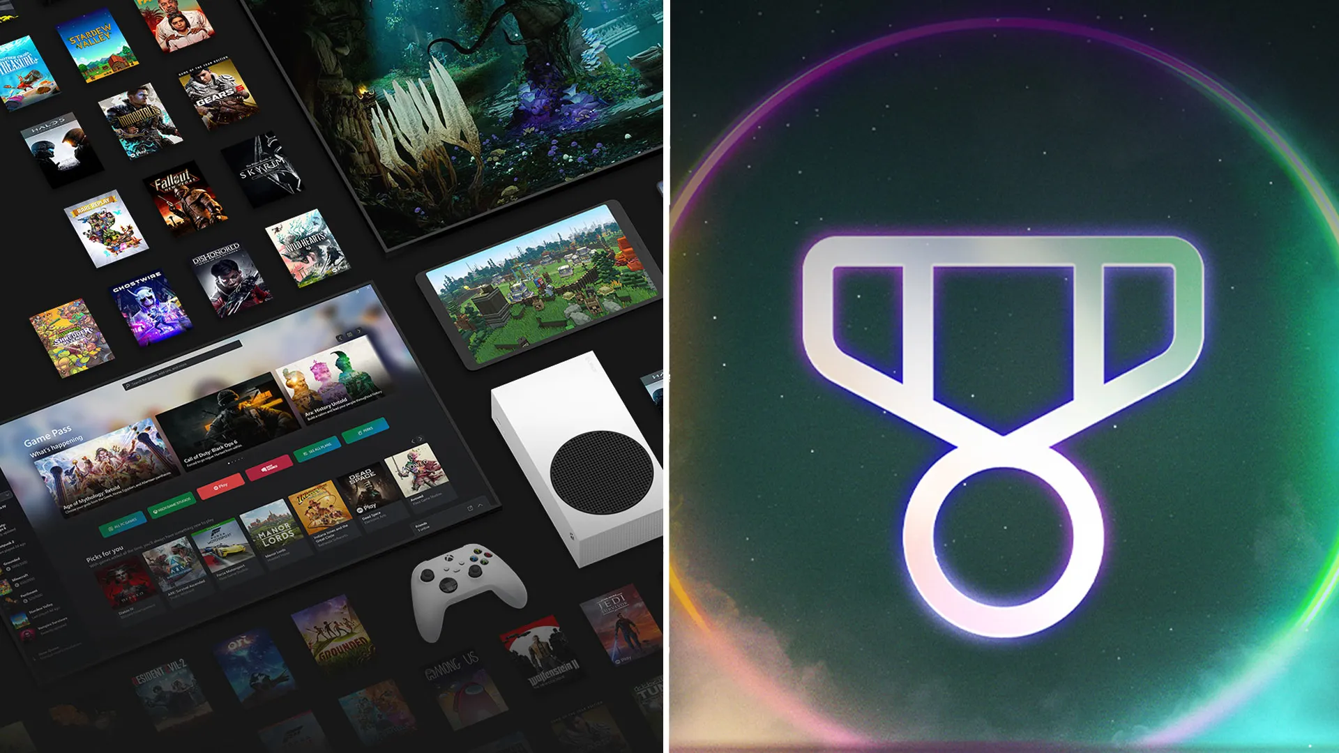 صورة تجمع بين Xbox Game Pass وصور Xbox Rewards