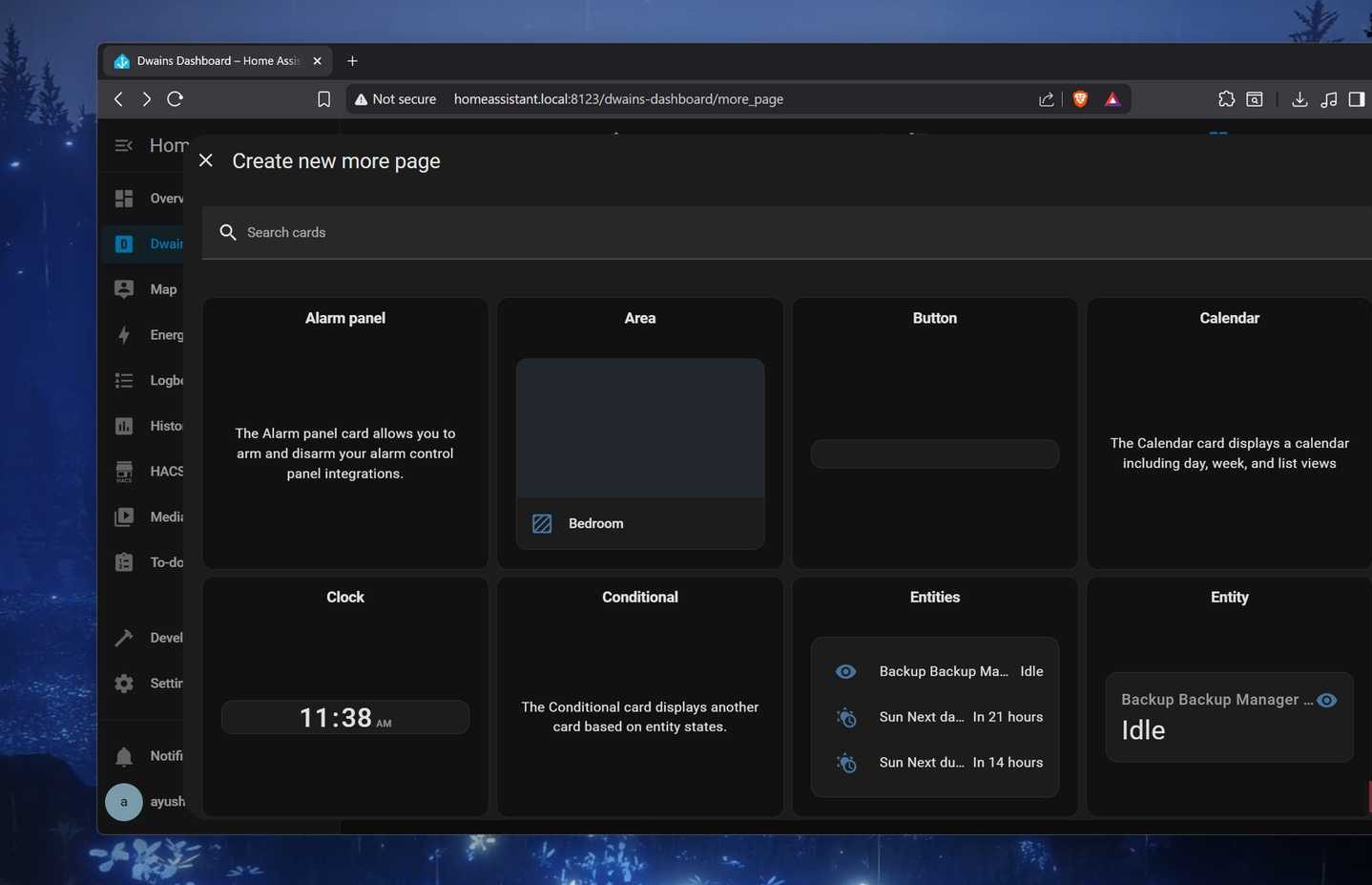 Creating a new page for Dwain's Dashboard on HASS