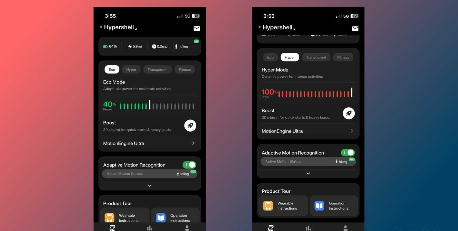 Hypershell app with different modes