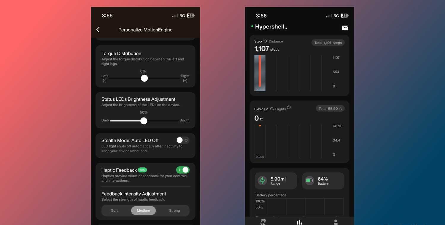 Hypershell app with stats and other settings
