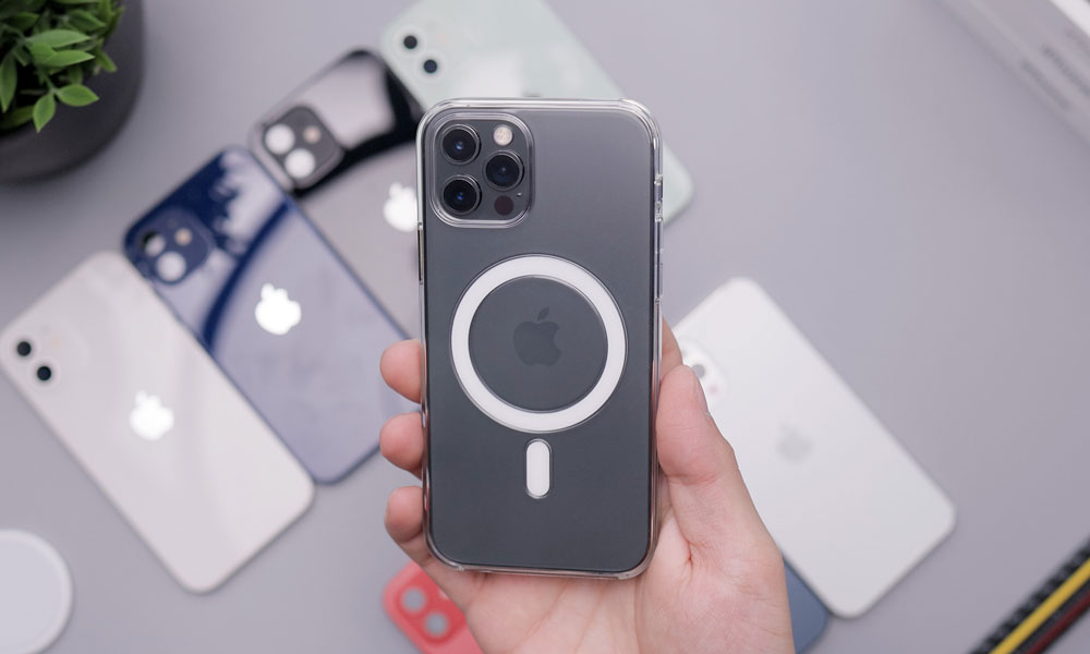 iPhone 12 with clear MagSafe case