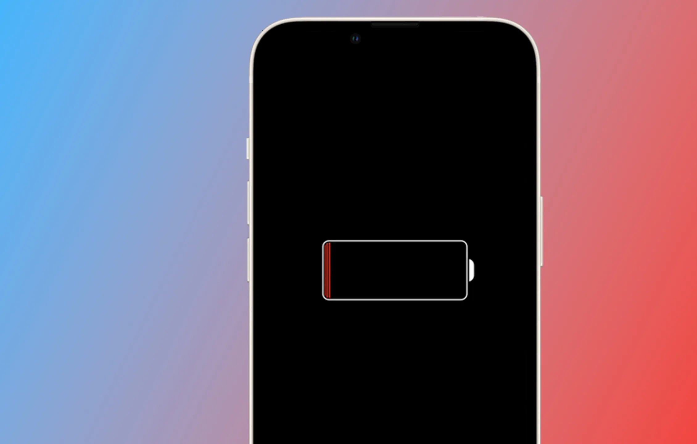 iPhone مع رمز بطارية منخفضة.