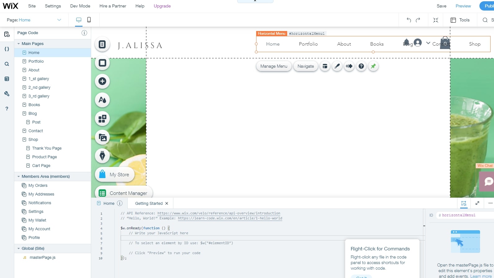 عرض استوديو Wix