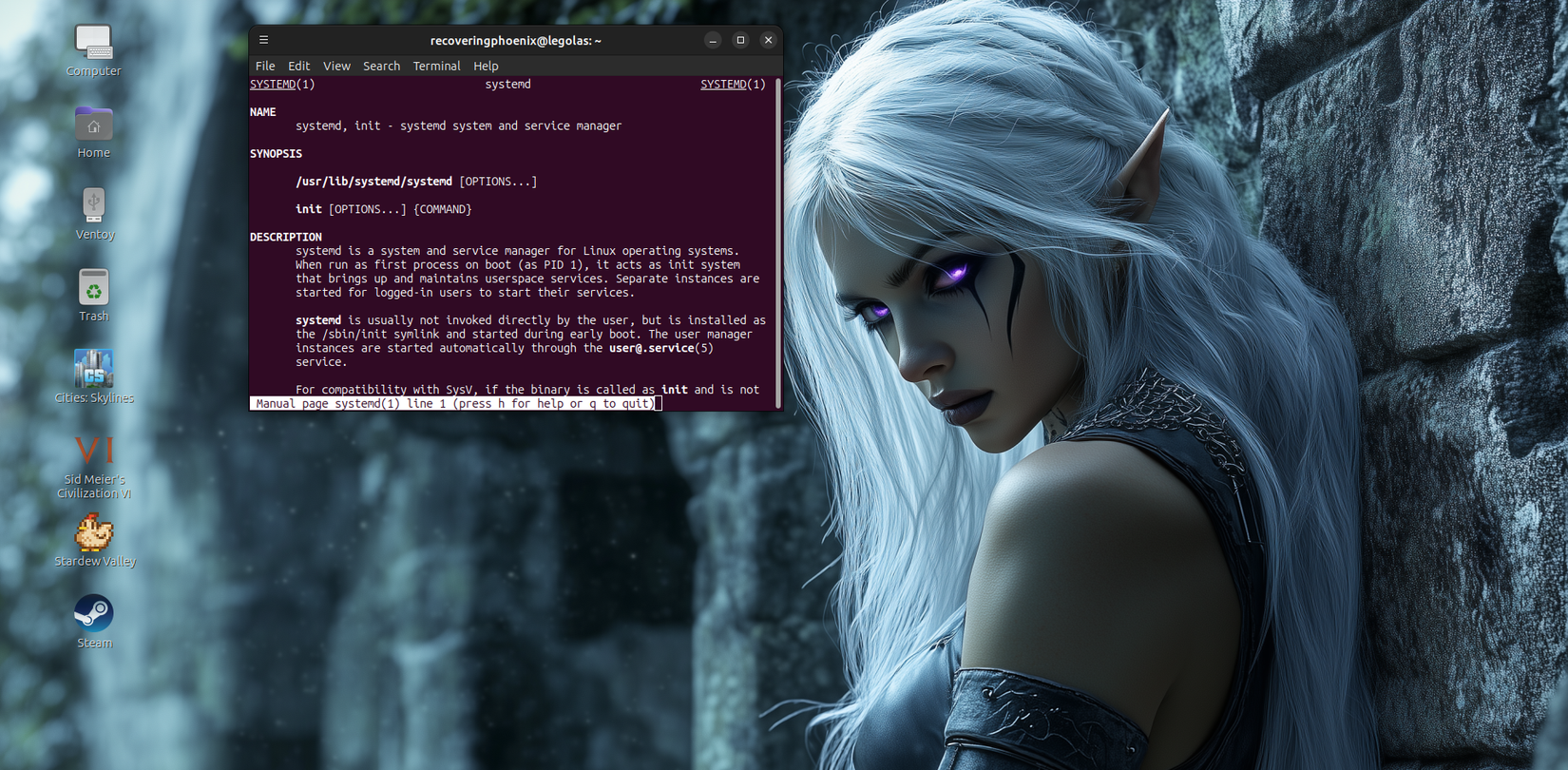 man page for systemd