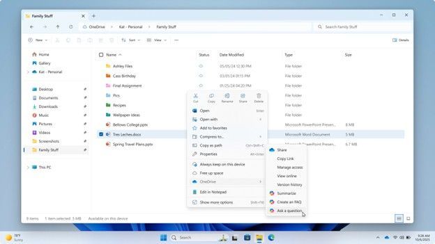 OneDrive Copilot in File Explorer
