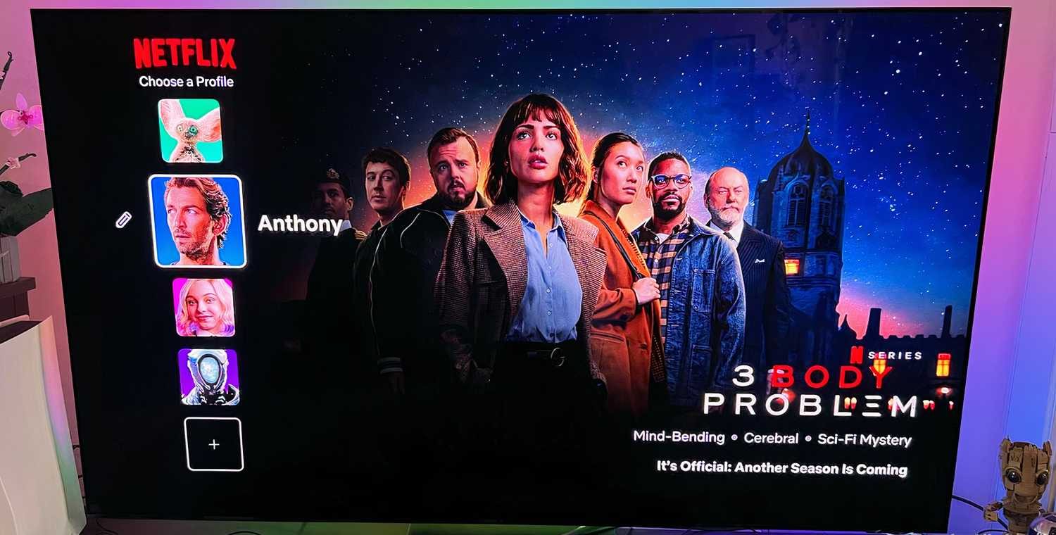 Netflix profile page on Samsung OLED TV. 