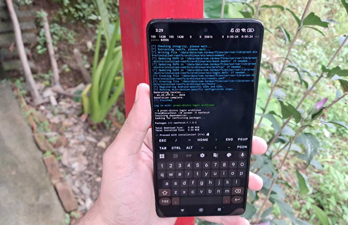 إعداد Arch Linux باستخدام proot-distro على Termux