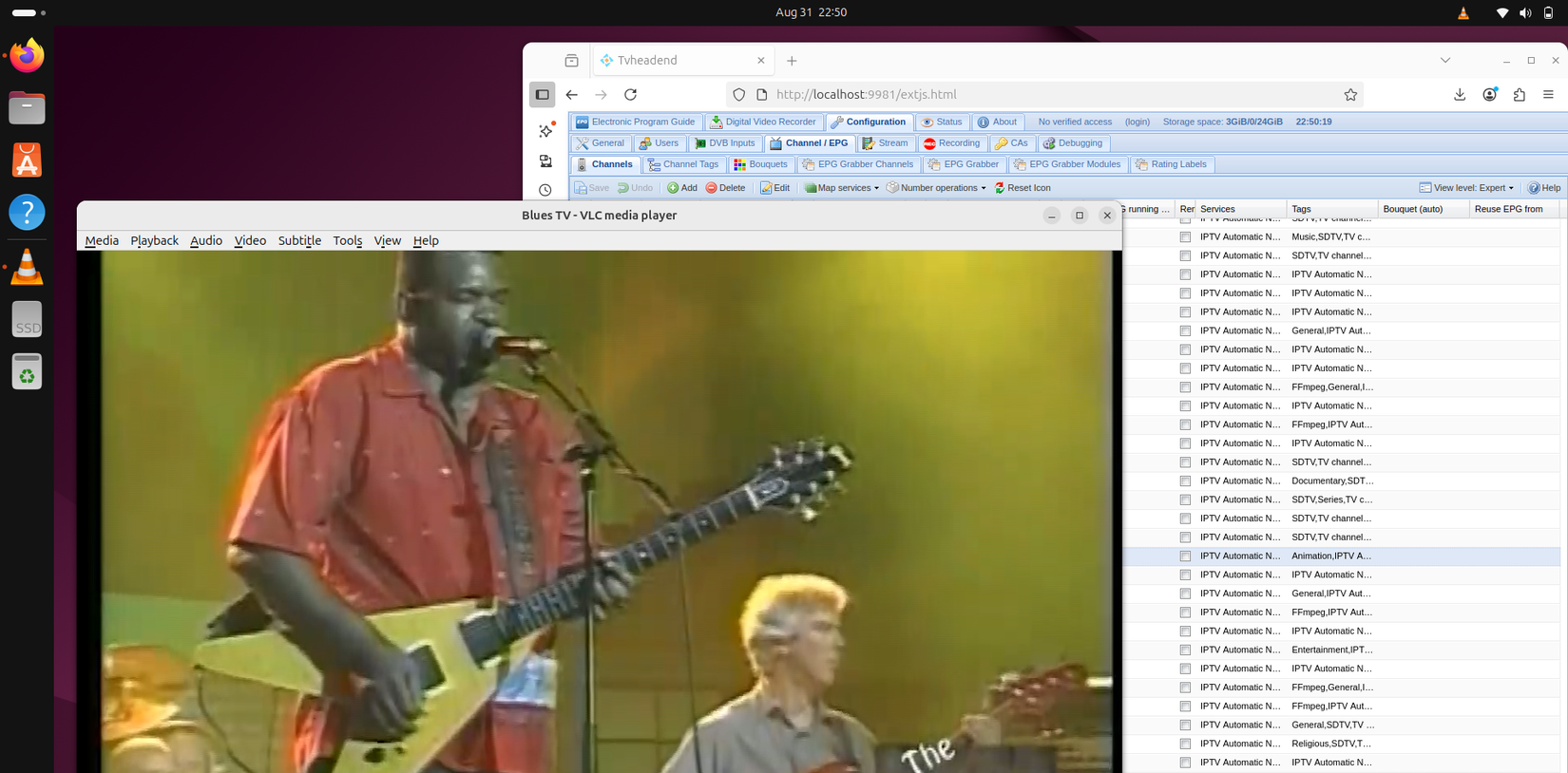 Screenshot showing Tvheadend vlc playback