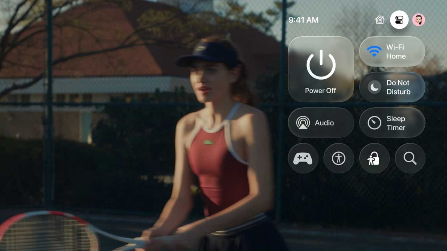 مركز التحكم في tvOS 26 على جهاز Apple TV.