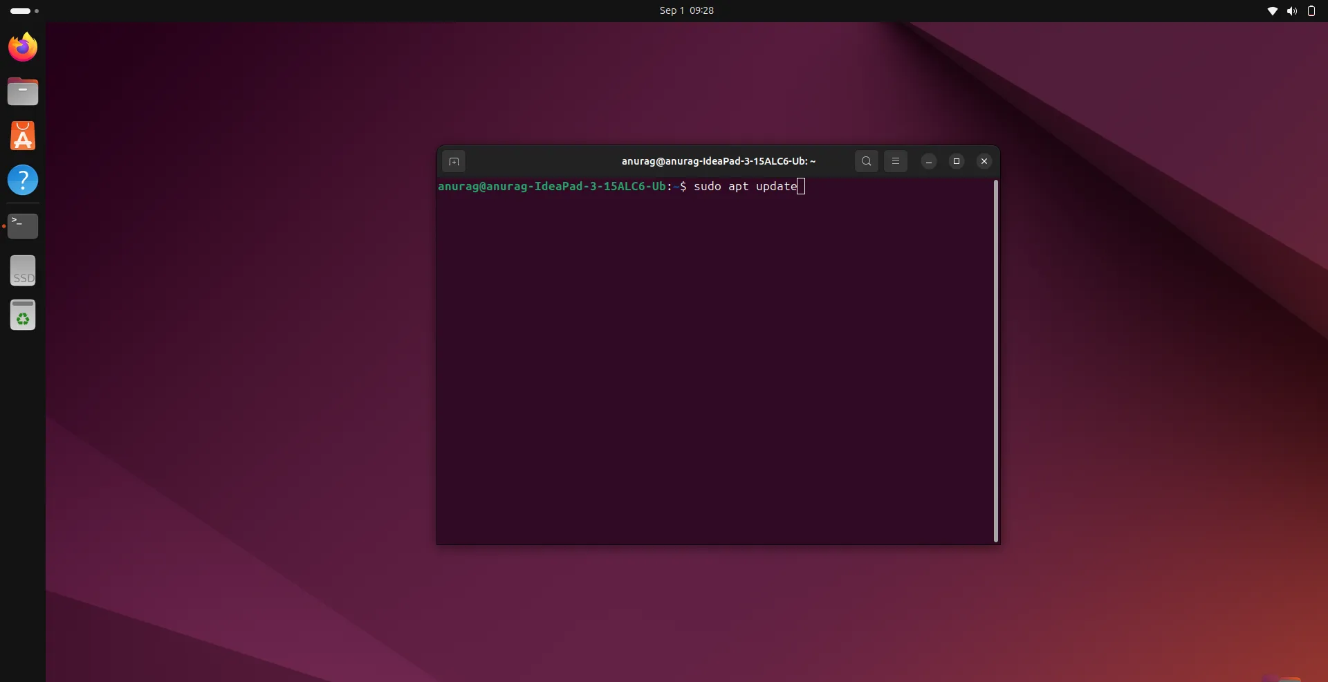 ubuntu terminal update command