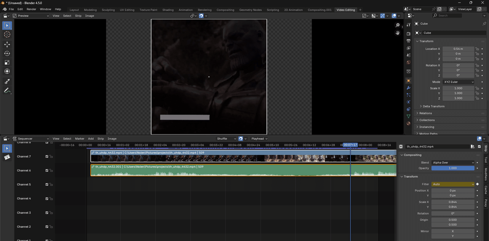 Video editing in Blender