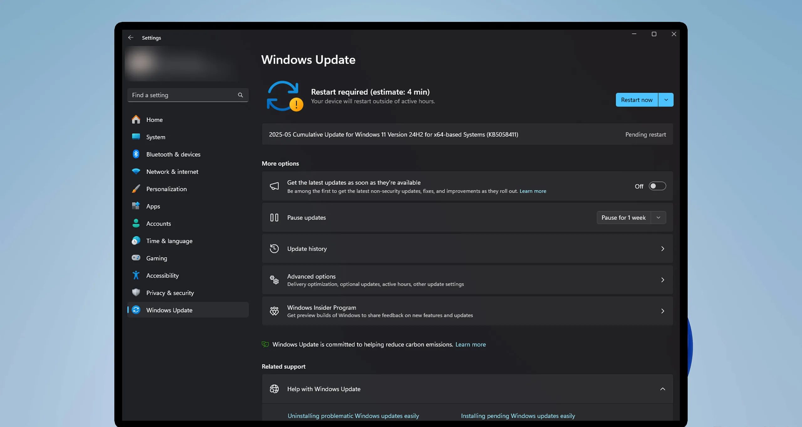 قائمة تحديث Windows 11.