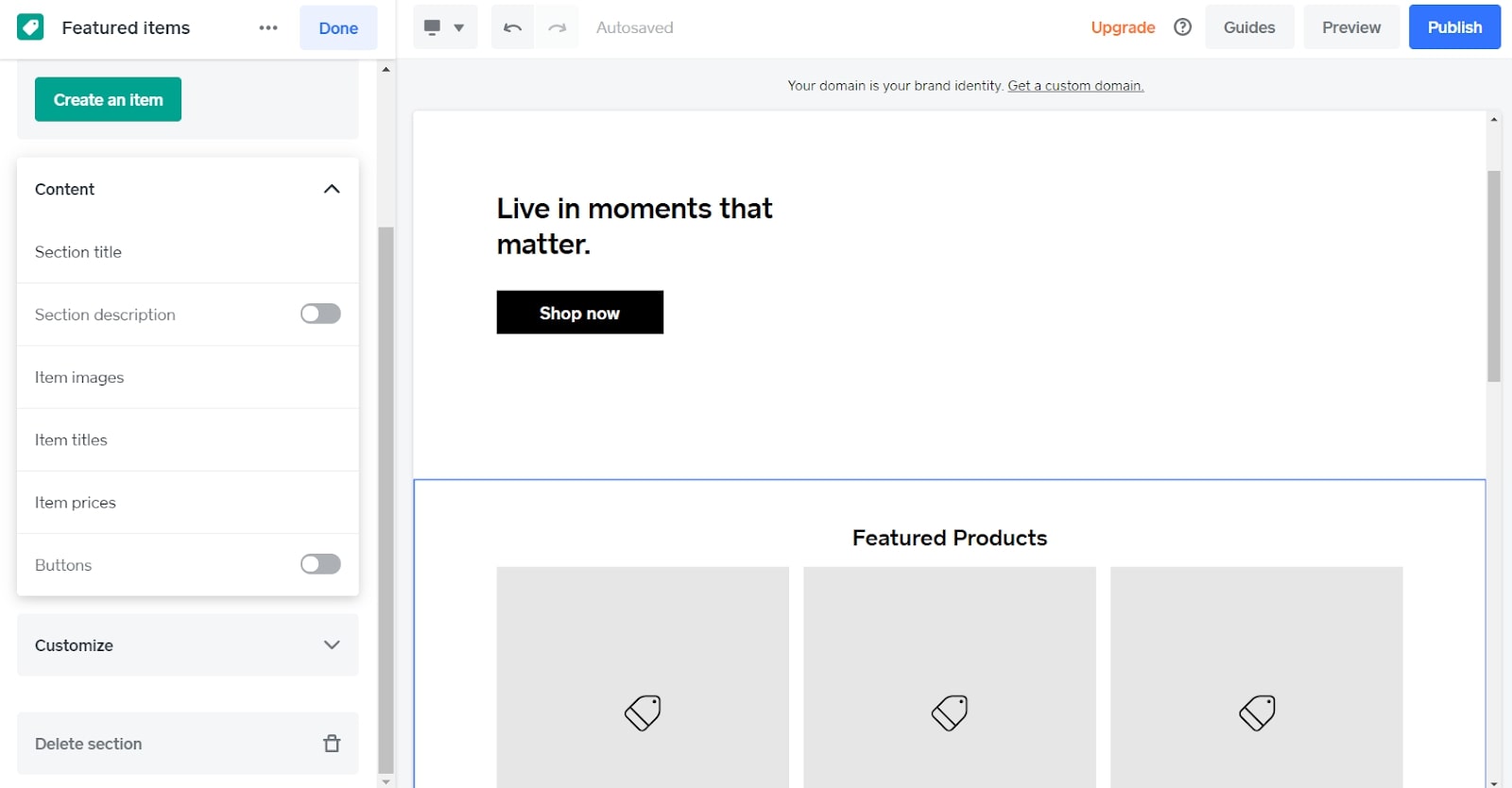 Weebly's site-building interface
