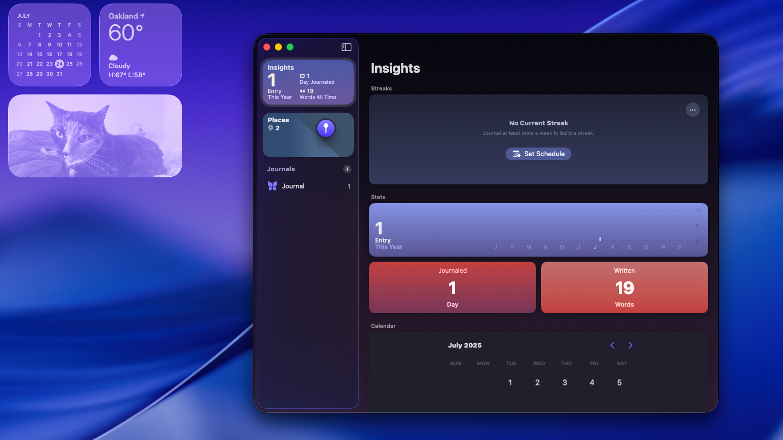 تطبيق اليوميات على macOS Tahoe