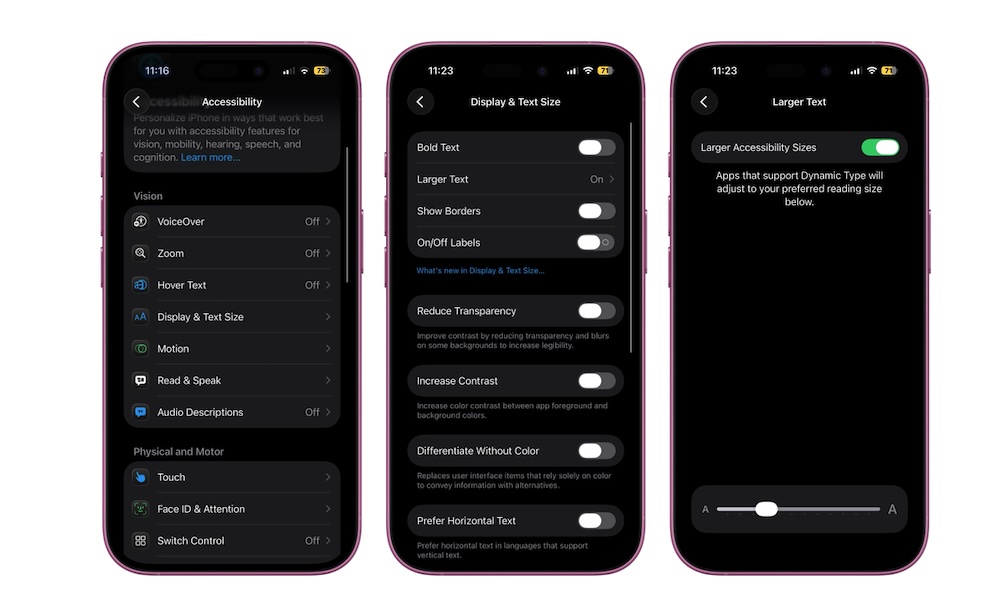 Change Text size on iPhone