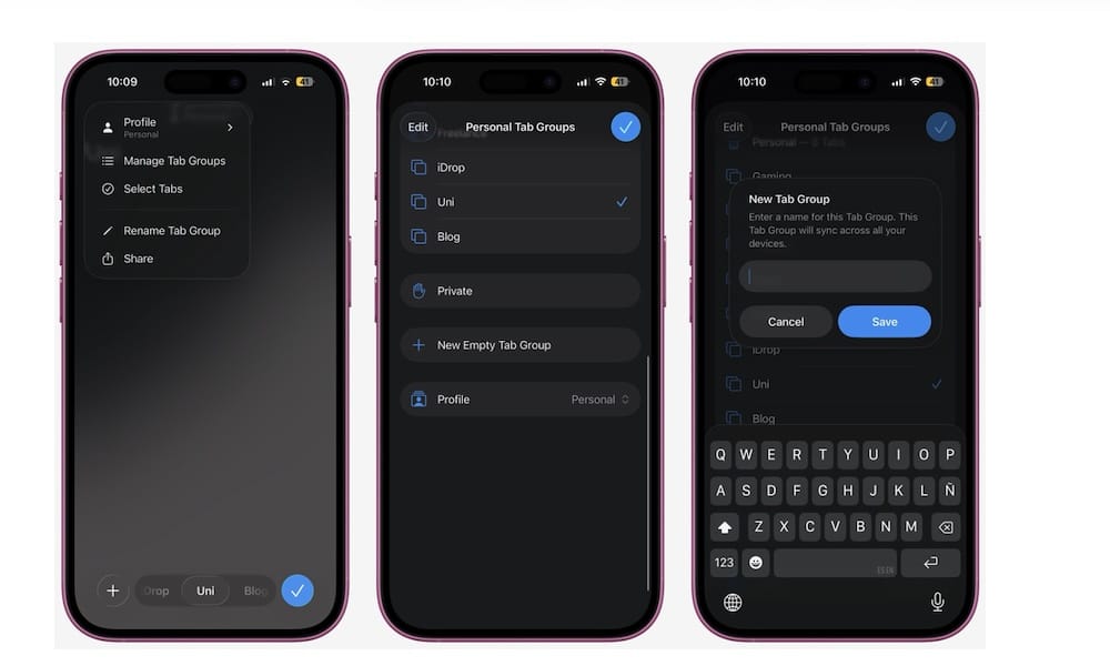 Create a New Tab Group Safari iPhone