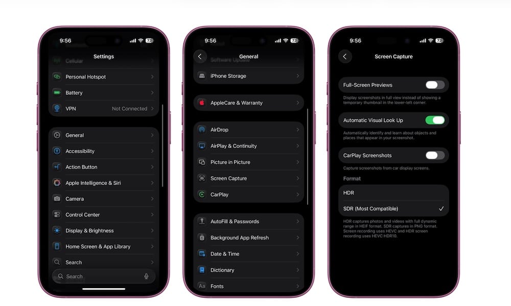 HDR screenshots on iPhone