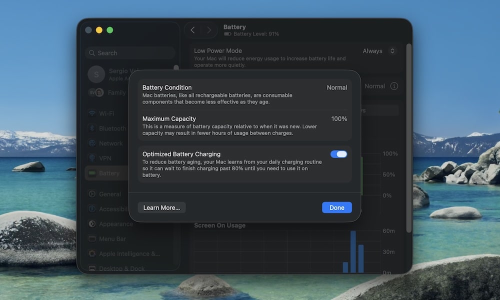 Optimized Battery Charging on Mac