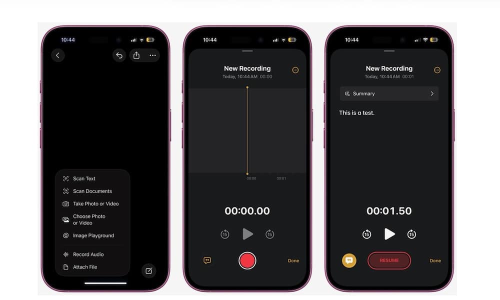 Recording Transcription Notes app on iPhone