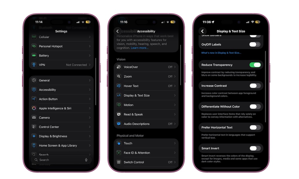 Turn on Bold Text and Contrast on iPhone